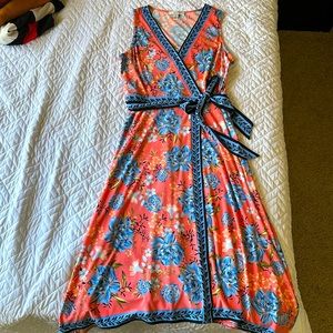 Floral spring mid-length wrap dress